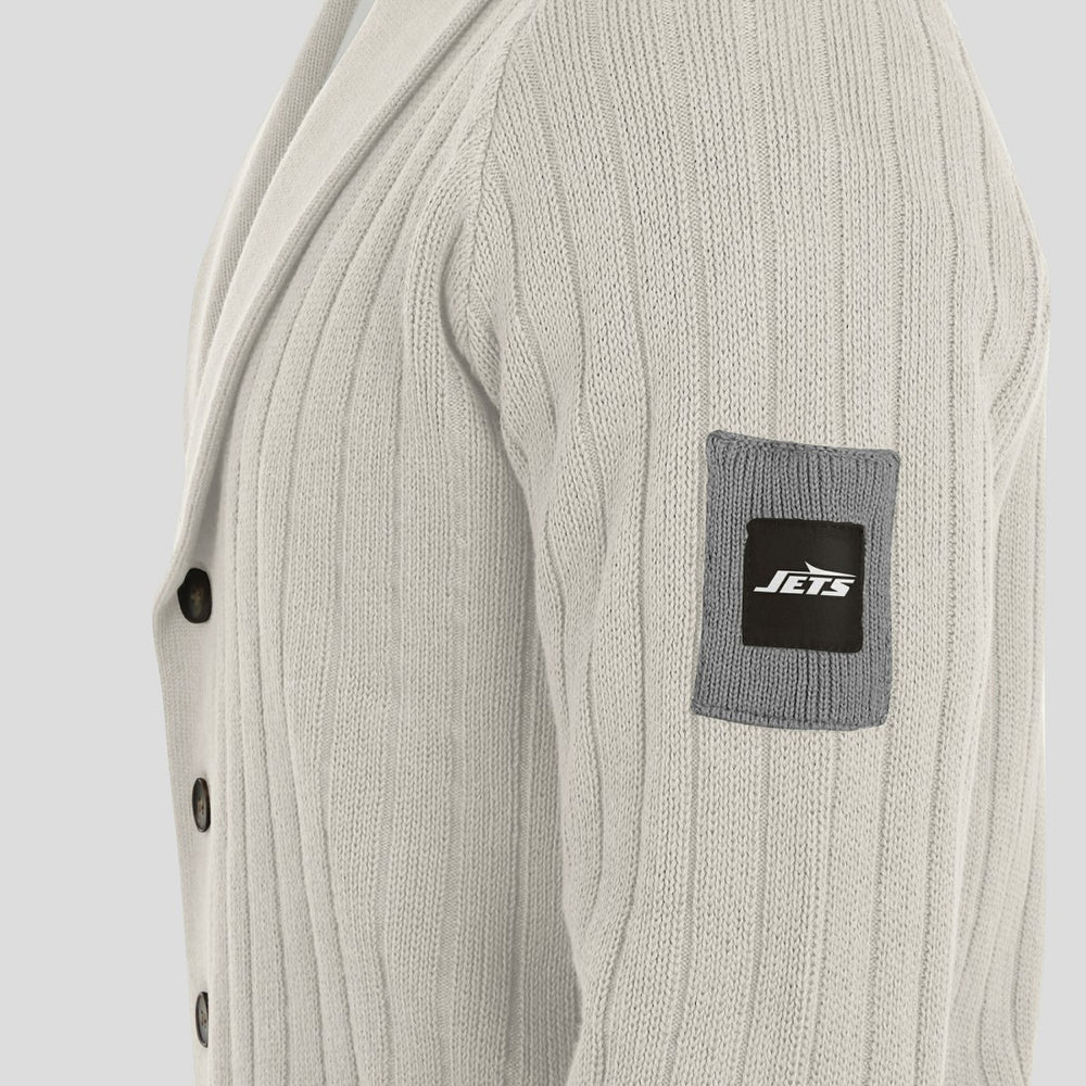 New York Jets J. Palmer The Playmaker Cardigan Raglan Sweater - Gray