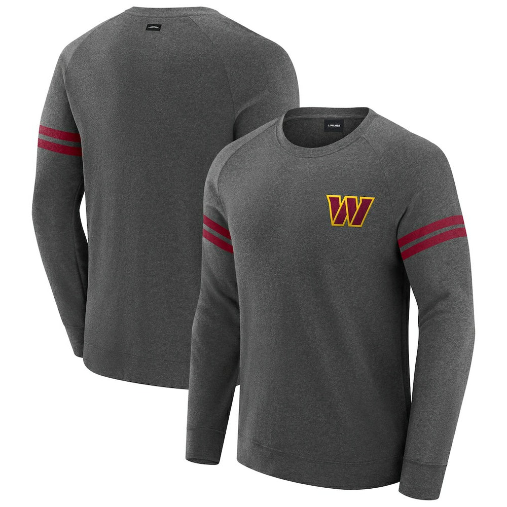 Washington Commanders J. Palmer Players Lounge Raglan Tri-Blend Sweatshirt - Dark Heather Gray Sweatshirts