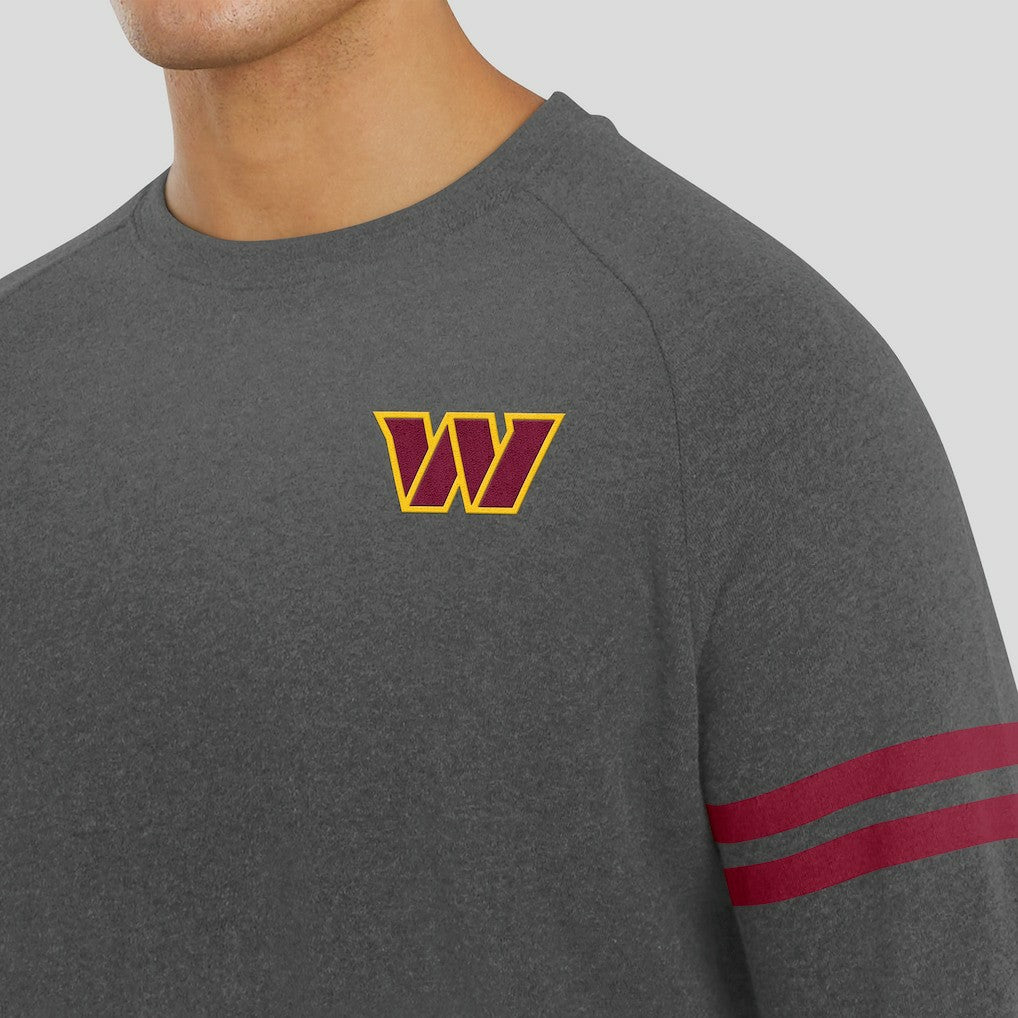 Washington Commanders J. Palmer Players Lounge Raglan Tri-Blend Sweatshirt - Dark Heather Gray Sweatshirts