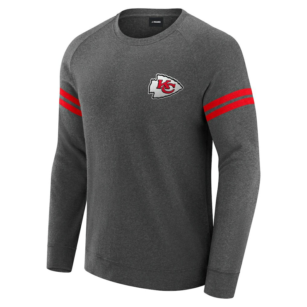 Kansas City Chiefs J. Palmer Players Lounge Raglan Tri-Blend Sweatshirt - Dark Heather Gray Sweatshirts