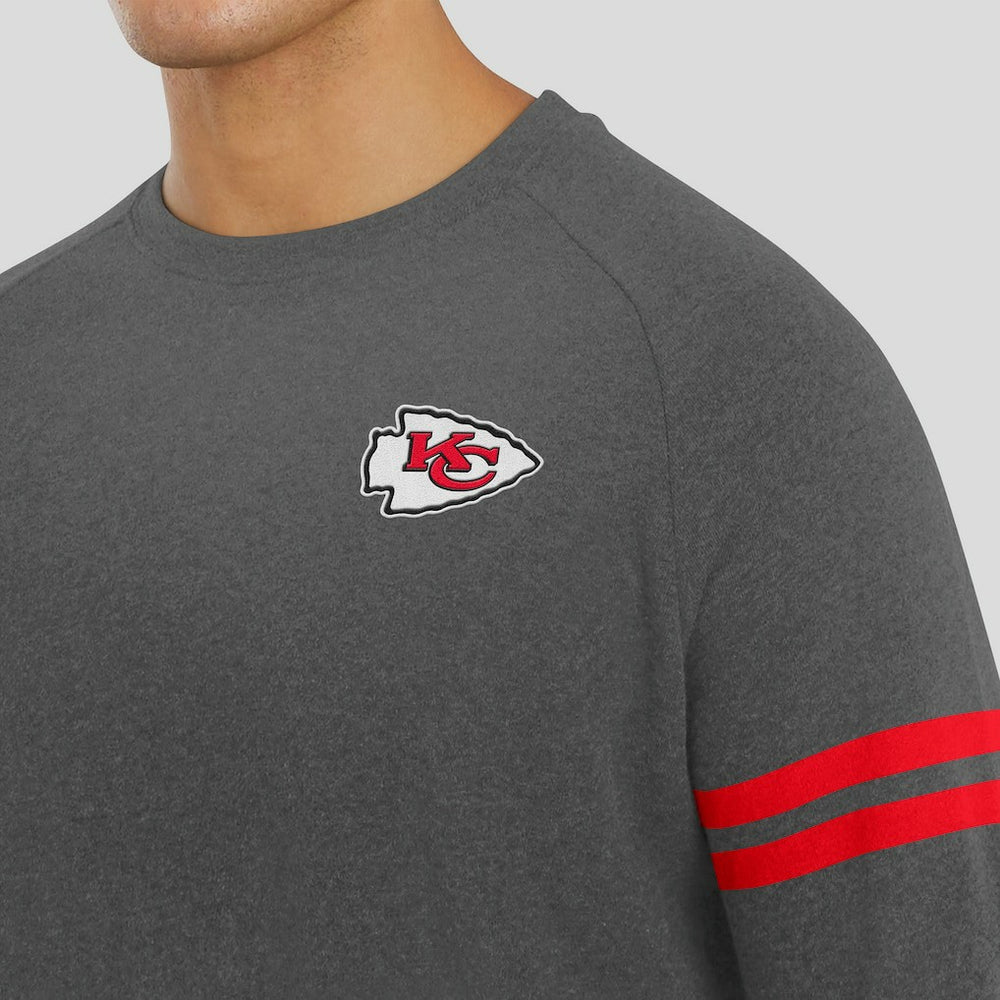 Kansas City Chiefs J. Palmer Players Lounge Raglan Tri-Blend Sweatshirt - Dark Heather Gray Sweatshirts