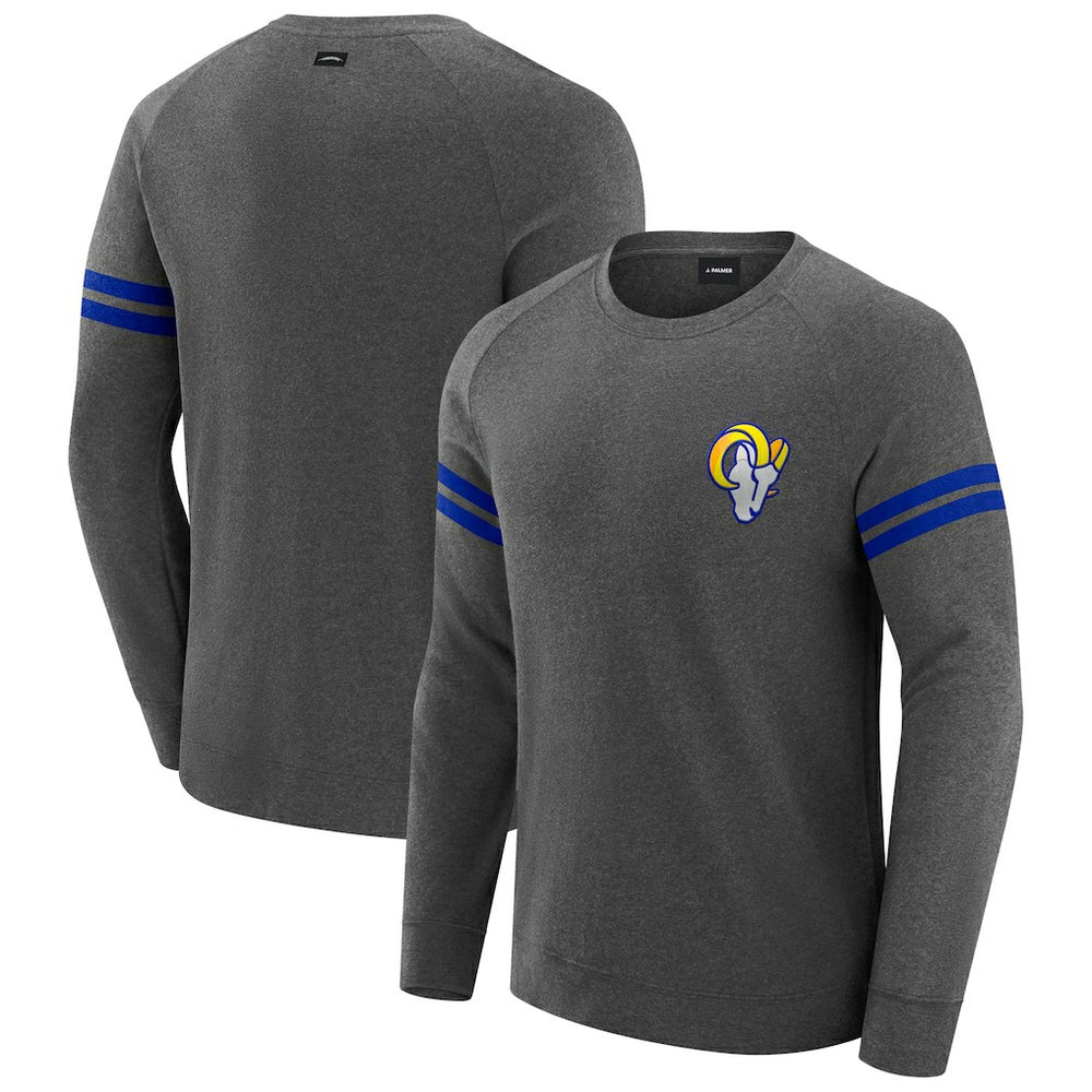 Los Angeles Rams J. Palmer Players Lounge Raglan Tri-Blend Sweatshirt - Dark Heather Gray Sweatshirts