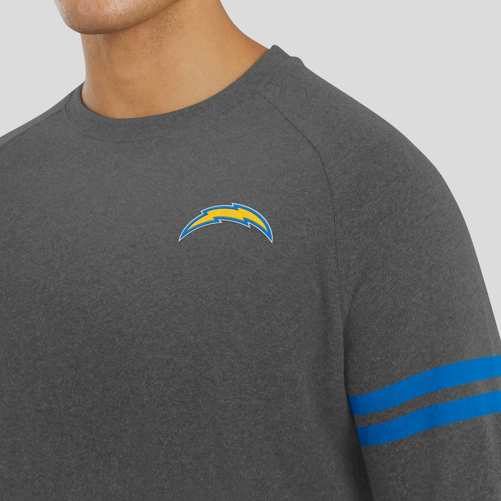 Los Angeles Chargers J. Palmer Players Lounge Raglan Tri-Blend Sweatshirt - Dark Heather Gray Sweatshirts