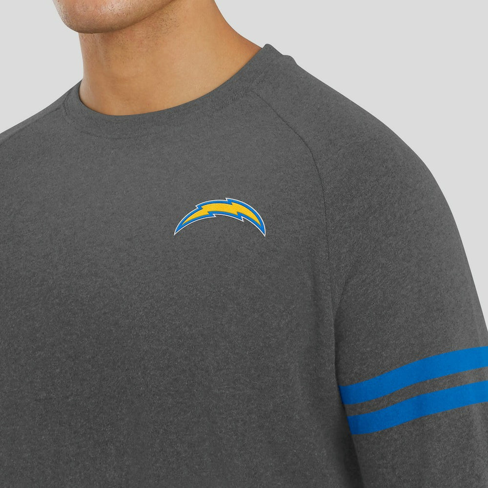 Los Angeles Chargers J. Palmer Players Lounge Raglan Tri-Blend Sweatshirt - Dark Heather Gray Sweatshirts