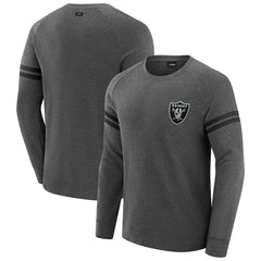 Las Vegas Raiders J. Palmer Players Lounge Raglan Tri-Blend Sweatshirt - Dark Heather Gray Sweatshirts