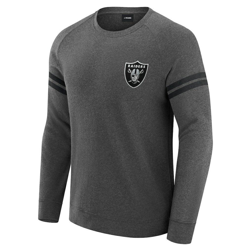 Las Vegas Raiders J. Palmer Players Lounge Raglan Tri-Blend Sweatshirt - Dark Heather Gray Sweatshirts