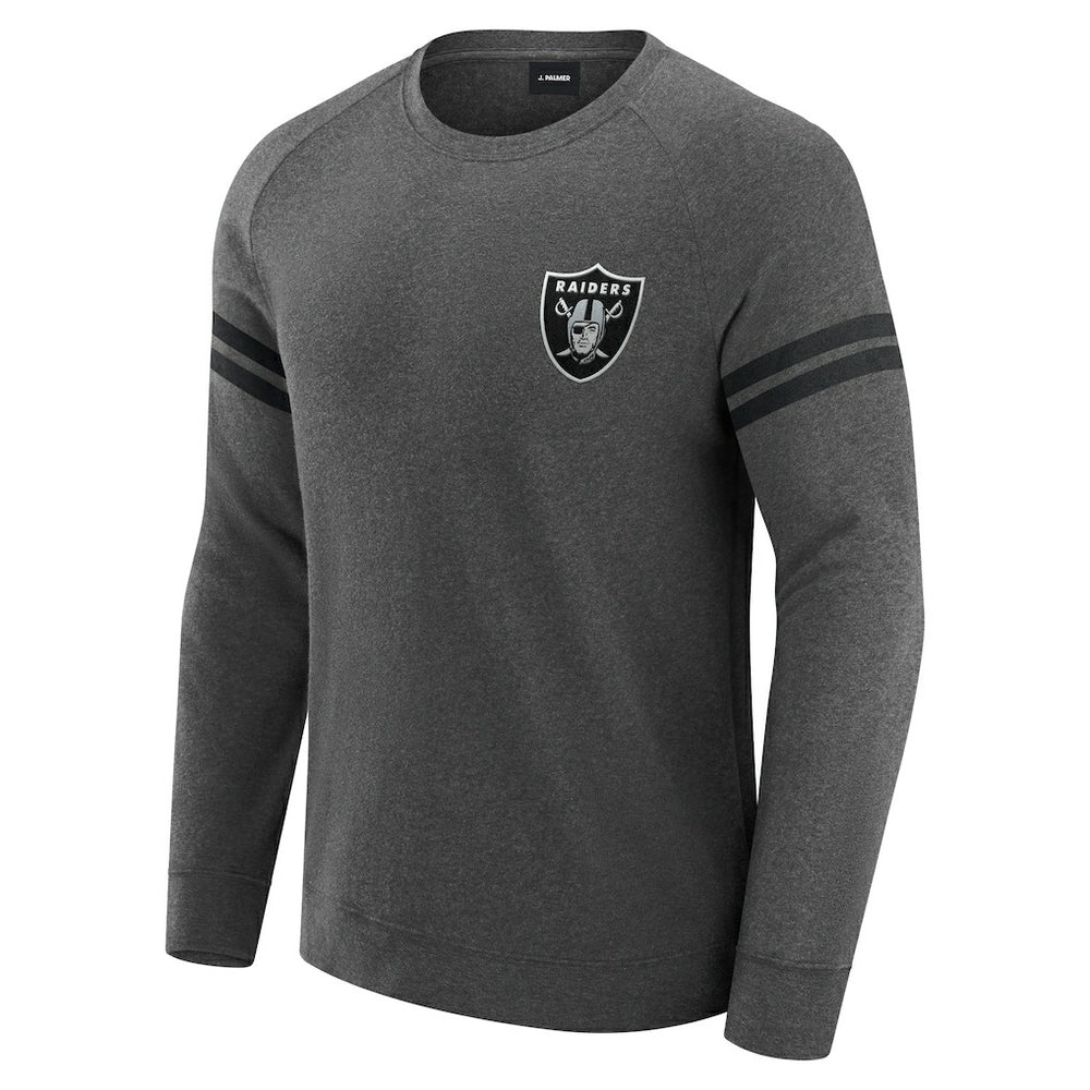 Las Vegas Raiders J. Palmer Players Lounge Raglan Tri-Blend Sweatshirt - Dark Heather Gray Sweatshirts