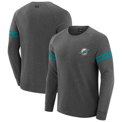 Miami Dolphins J. Palmer Players Lounge Raglan Tri-Blend Sweatshirt - Dark Heather Gray Sweatshirts
