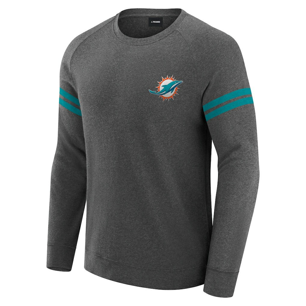 Miami Dolphins J. Palmer Players Lounge Raglan Tri-Blend Sweatshirt - Dark Heather Gray Sweatshirts