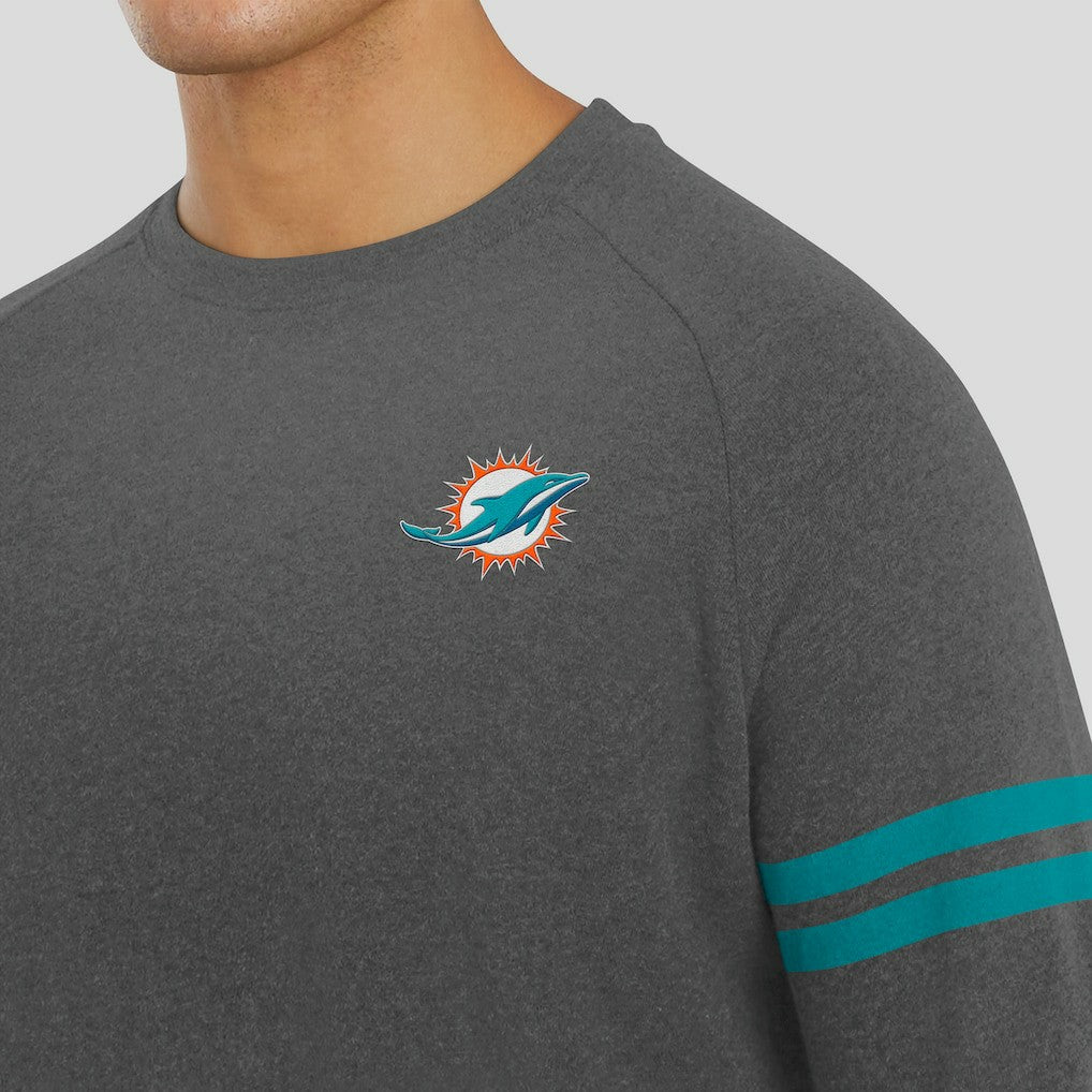 Miami Dolphins J. Palmer Players Lounge Raglan Tri-Blend Sweatshirt - Dark Heather Gray Sweatshirts