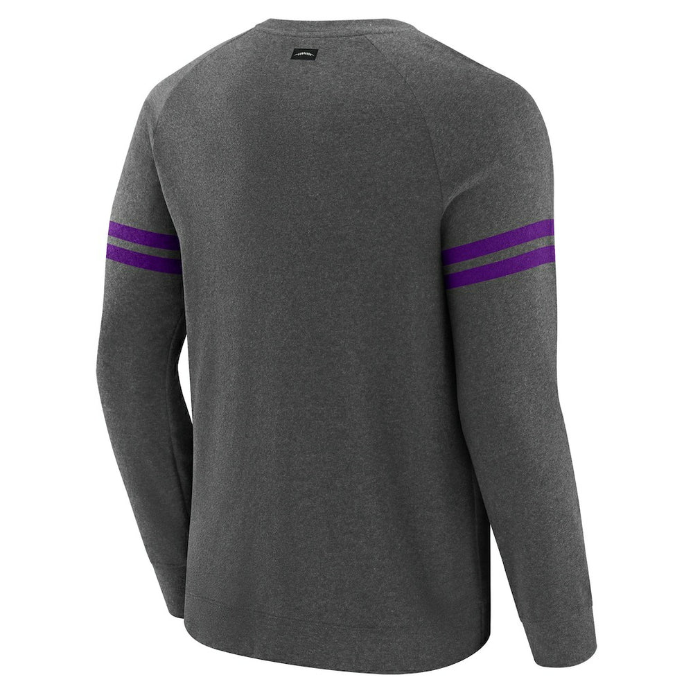 Minnesota Vikings J. Palmer Players Lounge Raglan Tri-Blend Sweatshirt - Dark Heather Gray Sweatshirts