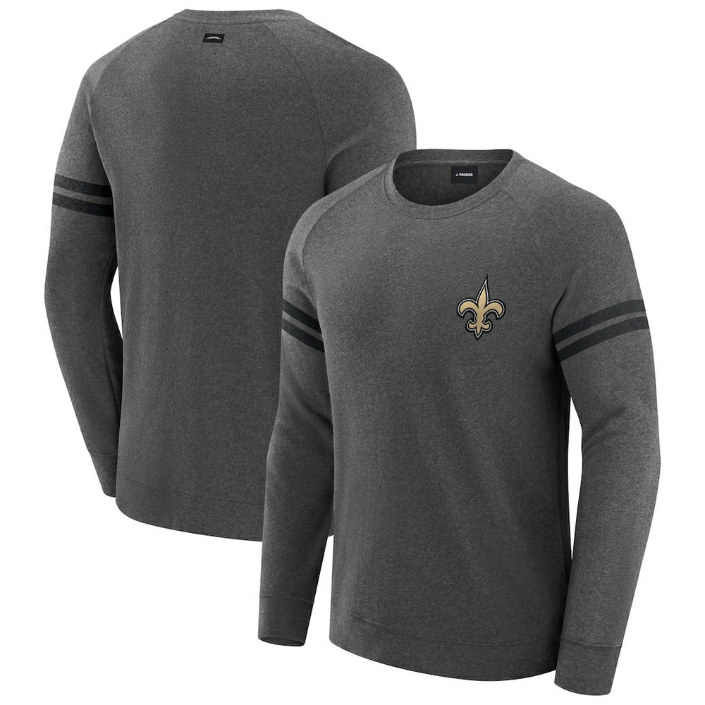 New Orleans Saints J. Palmer Players Lounge Raglan Tri-Blend Sweatshirt - Dark Heather Gray Sweatshirts