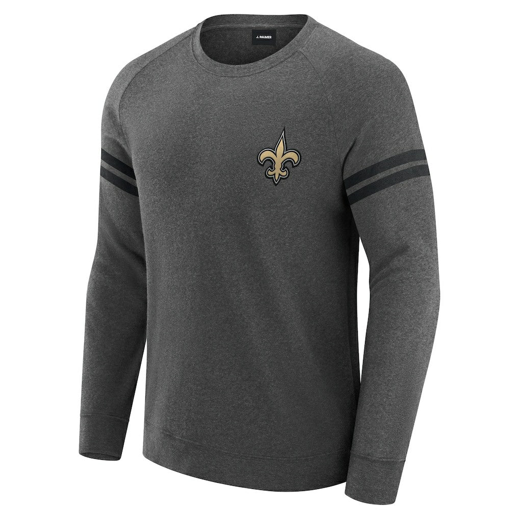 New Orleans Saints J. Palmer Players Lounge Raglan Tri-Blend Sweatshirt - Dark Heather Gray Sweatshirts