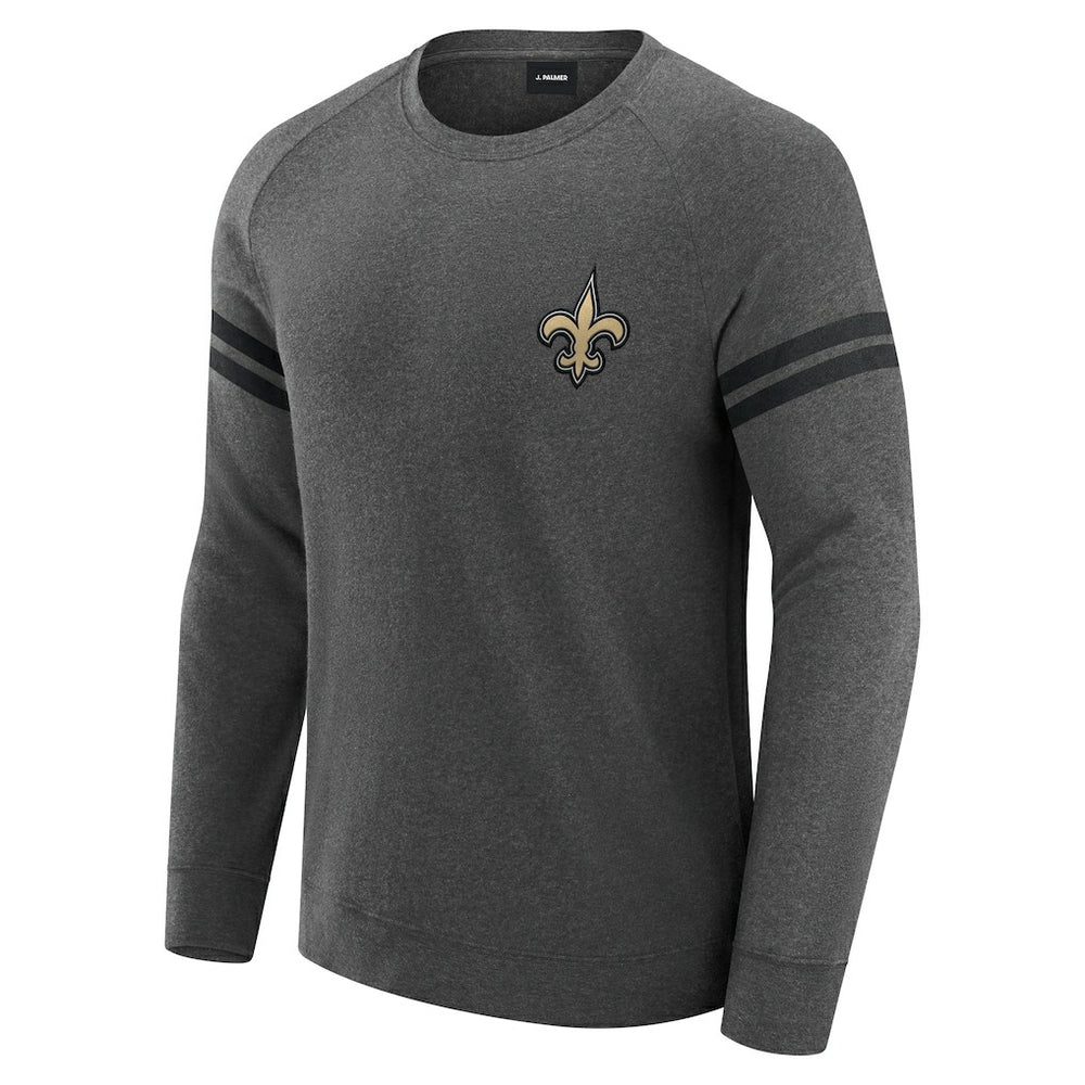 New Orleans Saints J. Palmer Players Lounge Raglan Tri-Blend Sweatshirt - Dark Heather Gray Sweatshirts