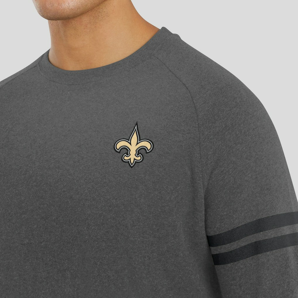 New Orleans Saints J. Palmer Players Lounge Raglan Tri-Blend Sweatshirt - Dark Heather Gray Sweatshirts