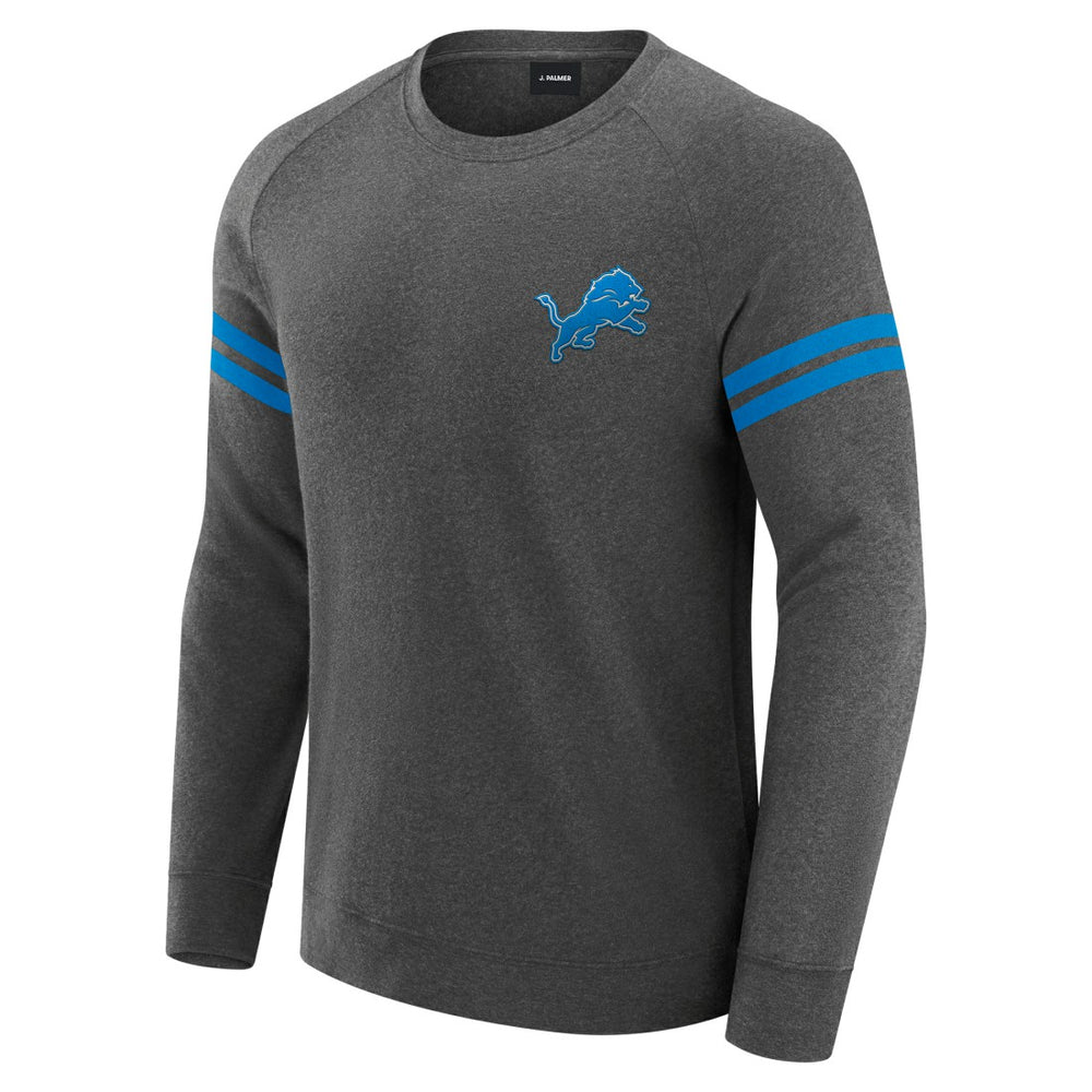 Detroit Lions J. Palmer Players Lounge Raglan Tri-Blend Sweatshirt - Dark Heather Gray Sweatshirts