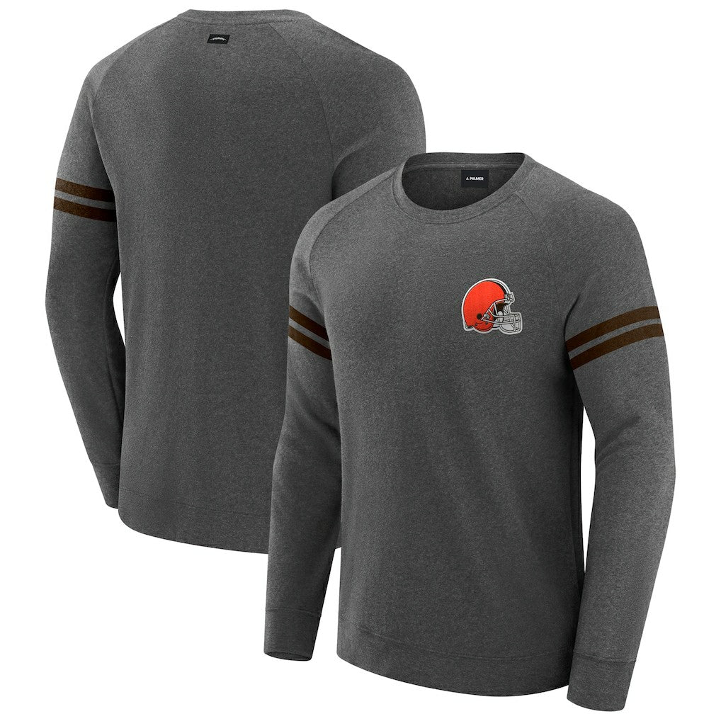 Cleveland Browns J. Palmer Players Lounge Raglan Tri-Blend Sweatshirt - Dark Heather Gray Sweatshirts