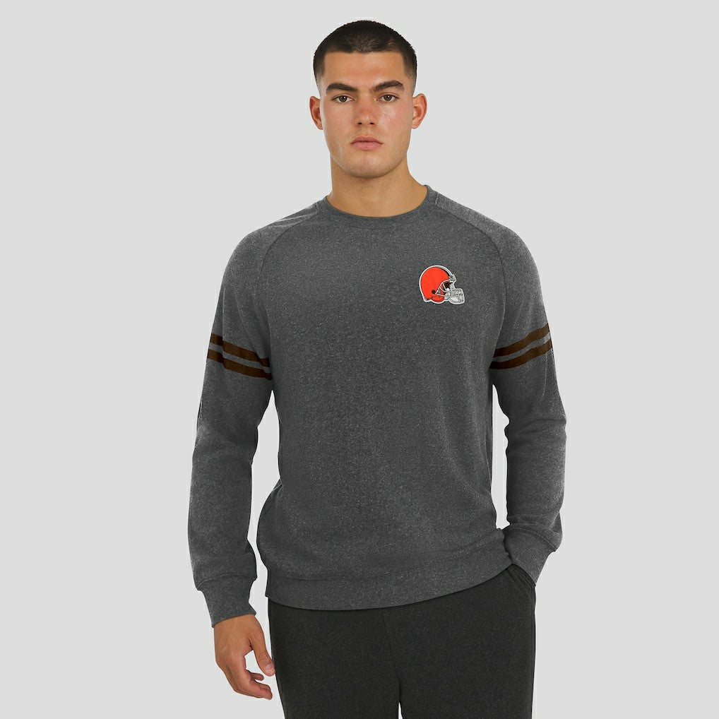 Cleveland Browns J. Palmer Players Lounge Raglan Tri-Blend Sweatshirt - Dark Heather Gray Sweatshirts