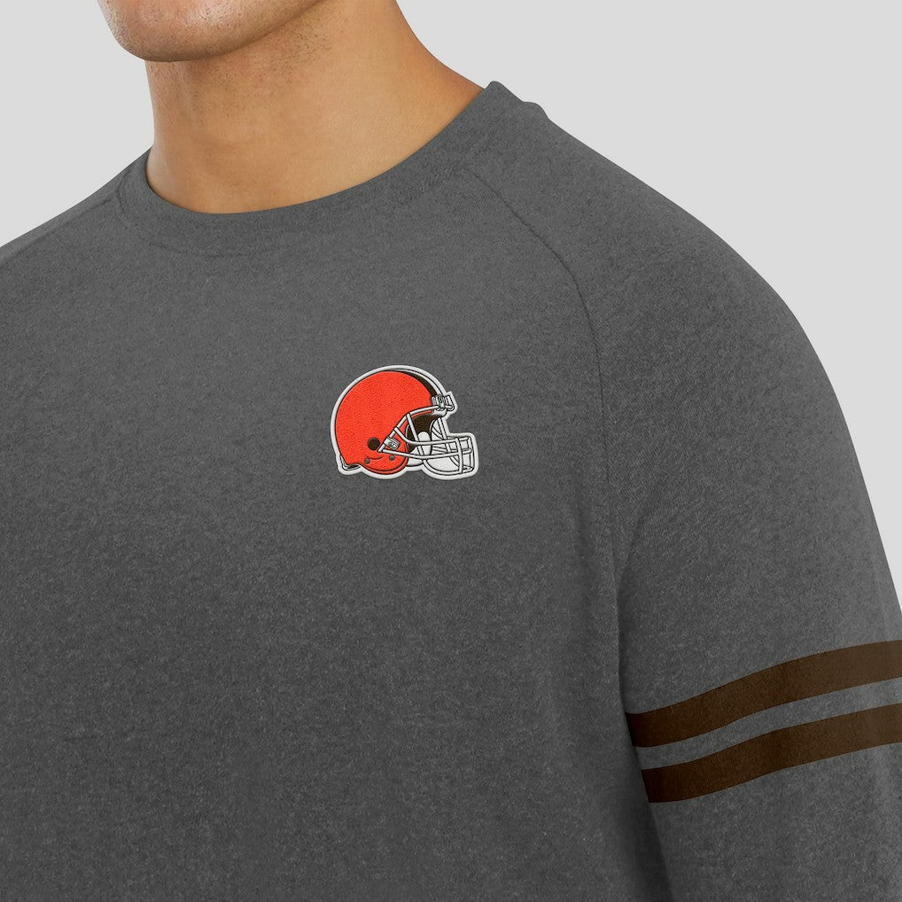 Cleveland Browns J. Palmer Players Lounge Raglan Tri-Blend Sweatshirt - Dark Heather Gray Sweatshirts