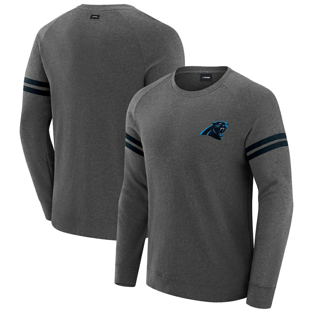 Carolina Panthers J. Palmer Players Lounge Raglan Tri-Blend Sweatshirt - Dark Heather Gray Sweatshirts