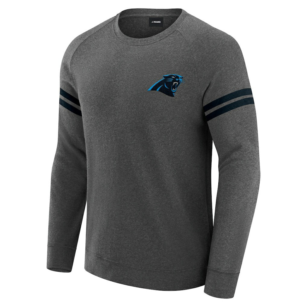 Carolina Panthers J. Palmer Players Lounge Raglan Tri-Blend Sweatshirt - Dark Heather Gray Sweatshirts