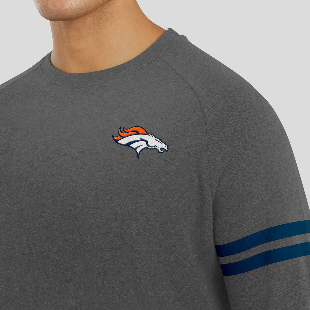 Denver Broncos J. Palmer Players Lounge Raglan Tri-Blend Sweatshirt - Dark Heather Gray Sweatshirts