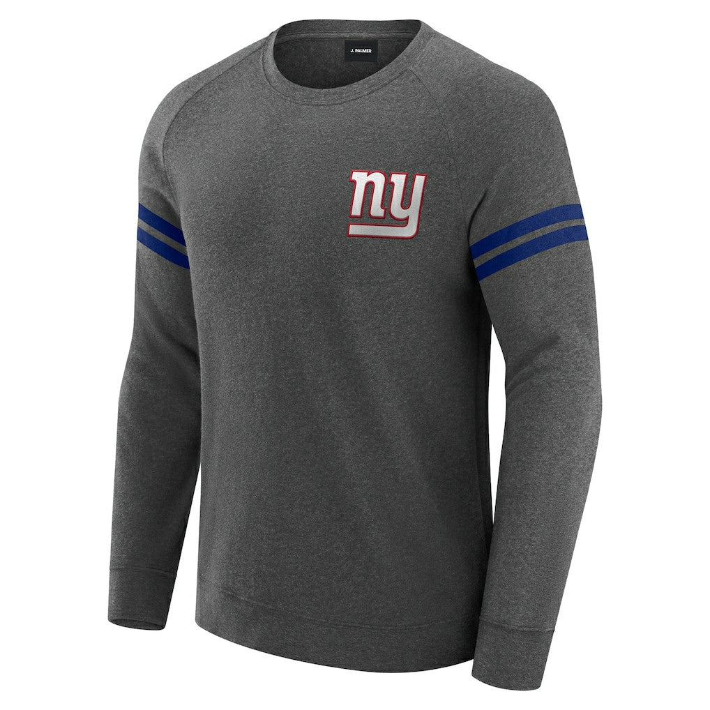 New York Giants J. Palmer Players Lounge Raglan Tri-Blend Sweatshirt - Dark Heather Gray Sweatshirts