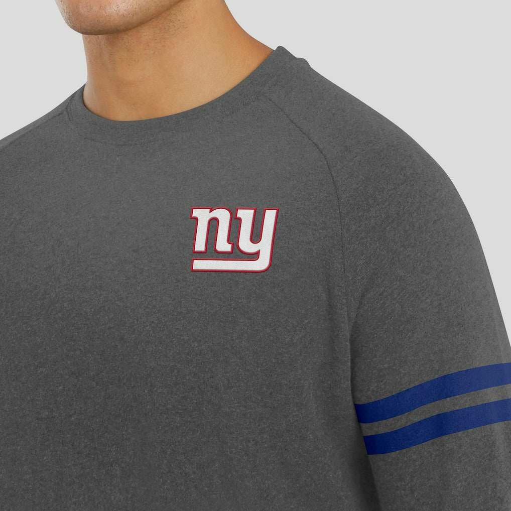 New York Giants J. Palmer Players Lounge Raglan Tri-Blend Sweatshirt - Dark Heather Gray Sweatshirts