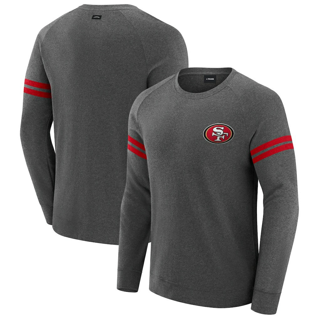 San Francisco 49ers J. Palmer Players Lounge Raglan Tri-Blend Sweatshirt - Dark Heather Gray Sweatshirts