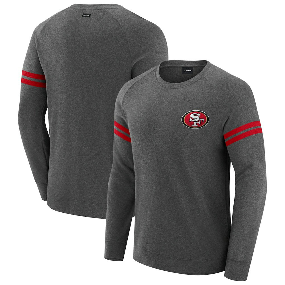 San Francisco 49ers J. Palmer Players Lounge Raglan Tri-Blend Sweatshirt - Dark Heather Gray Sweatshirts