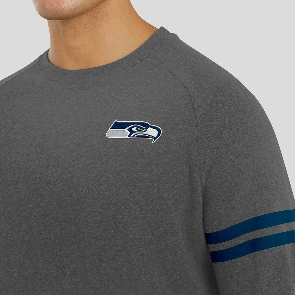 Seattle Seahawks J. Palmer Players Lounge Raglan Tri-Blend Sweatshirt - Dark Heather Gray Sweatshirts