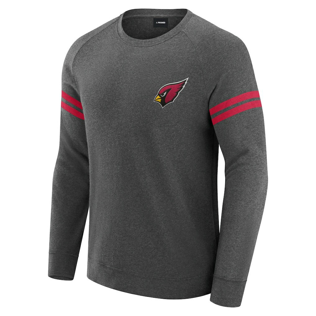 Arizona Cardinals J. Palmer Players Lounge Raglan Tri-Blend Sweatshirt - Dark Heather Gray Sweatshirts