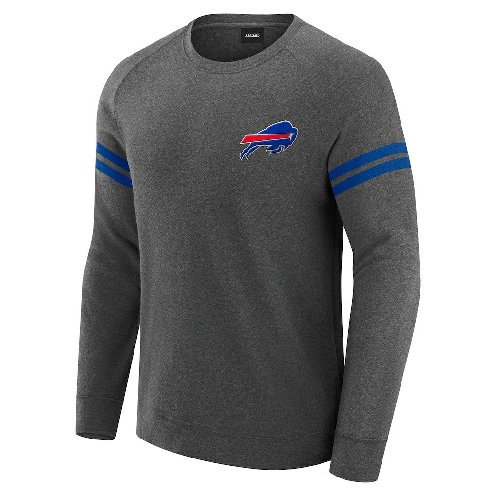 Buffalo Bills J. Palmer Players Lounge Raglan Tri-Blend Sweatshirt - Dark Heather Gray Sweatshirts