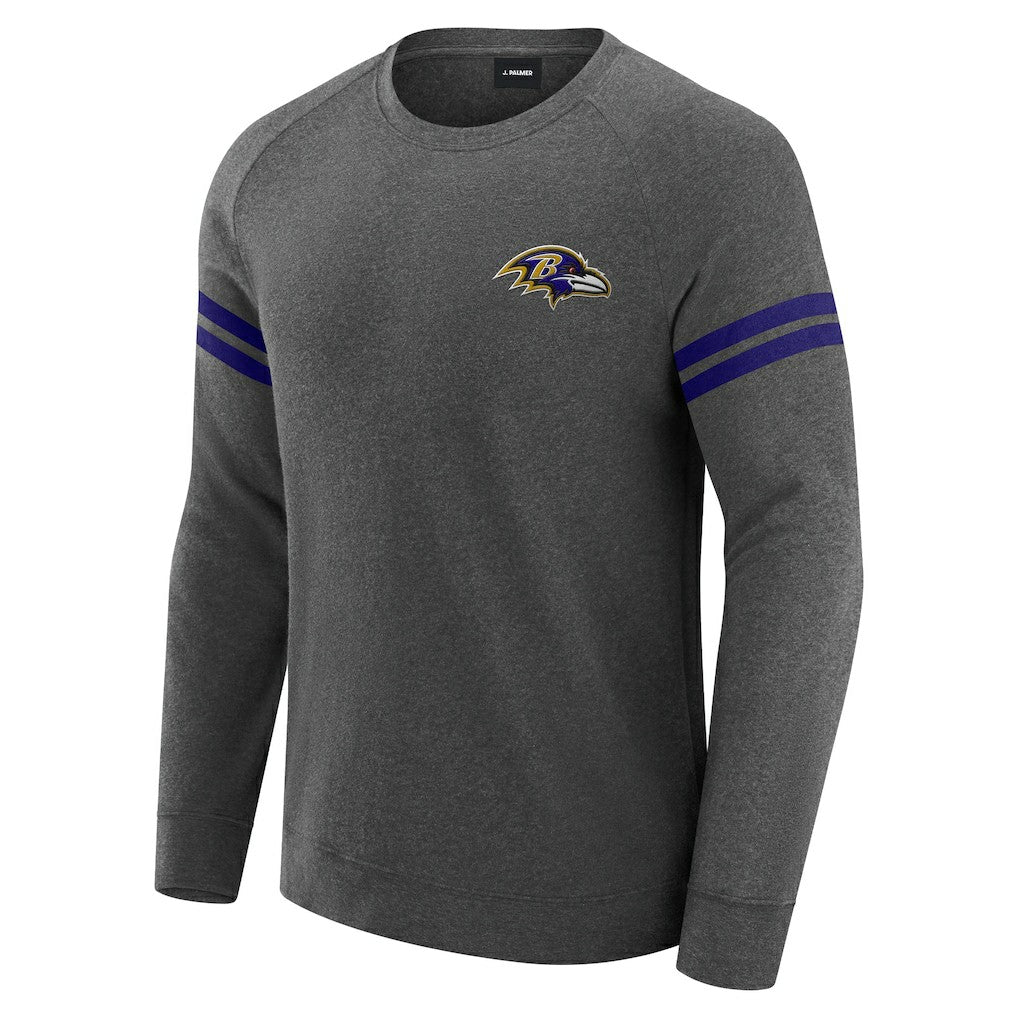 Baltimore Ravens J. Palmer Players Lounge Raglan Tri-Blend Sweatshirt - Dark Heather Gray Sweatshirts