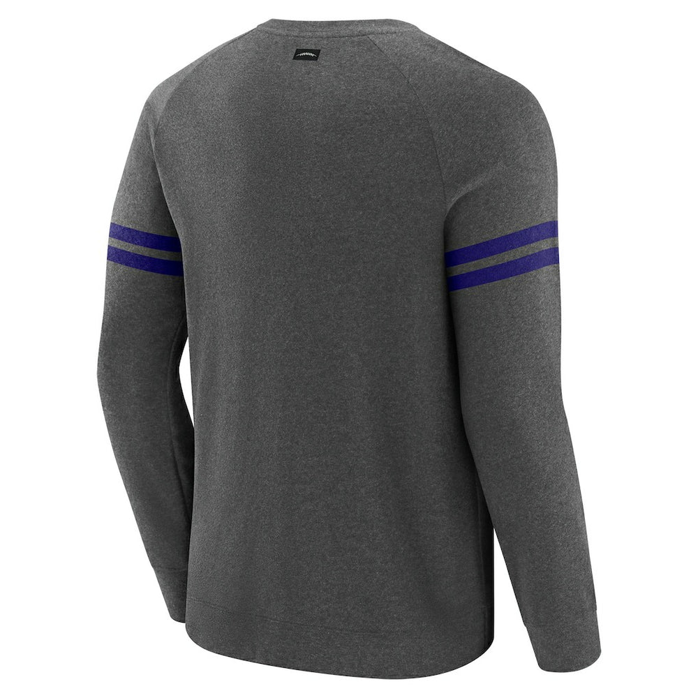 Baltimore Ravens J. Palmer Players Lounge Raglan Tri-Blend Sweatshirt - Dark Heather Gray Sweatshirts