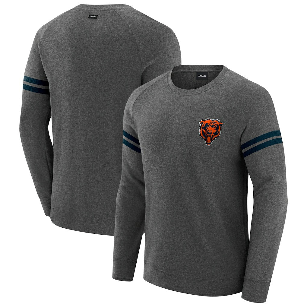 Chicago Bears J. Palmer Players Lounge Raglan Tri-Blend Sweatshirt - Dark Heather Gray Sweatshirts