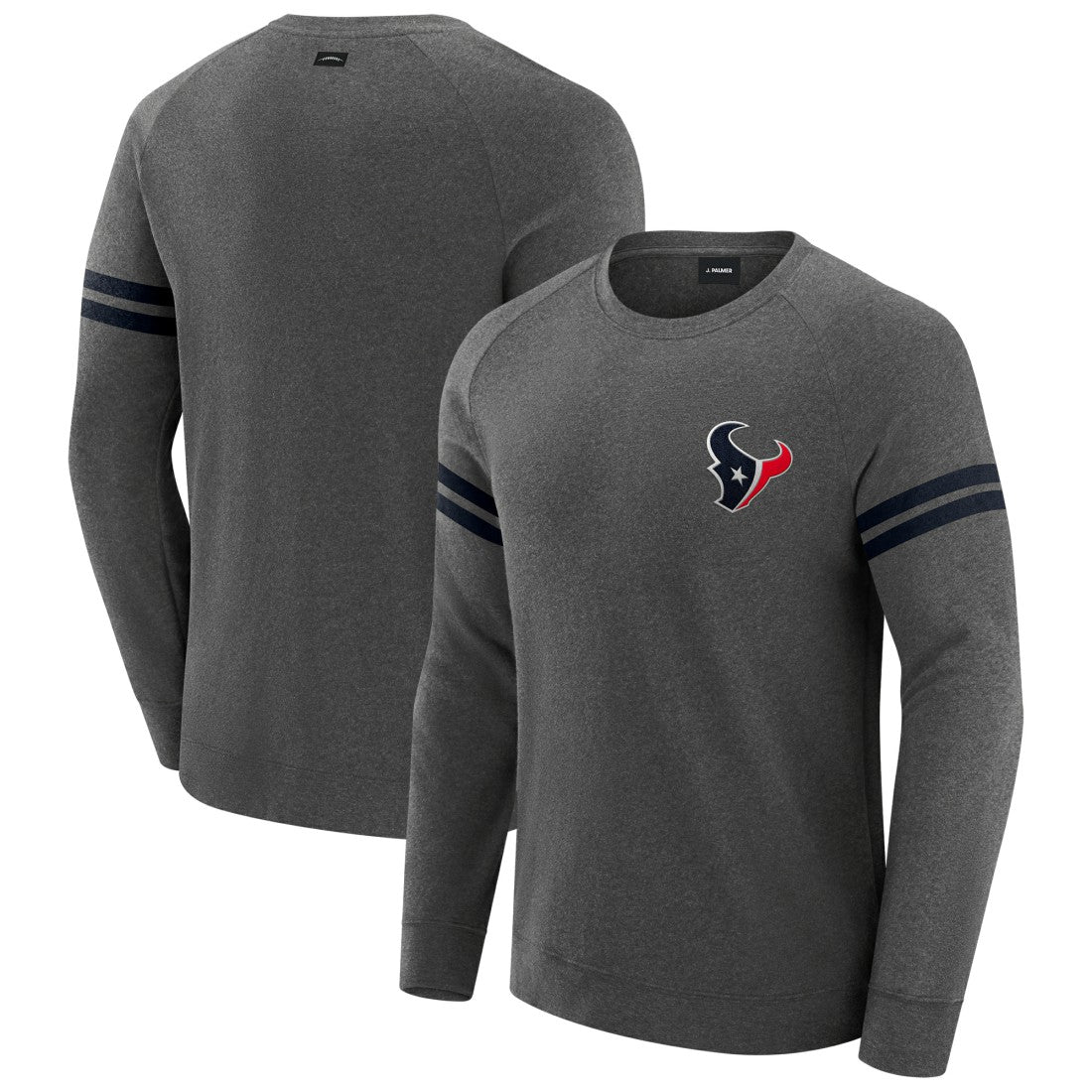 Houston Texans J. Palmer Players Lounge Raglan Tri-Blend Sweatshirt - Dark Heather Gray Sweatshirts