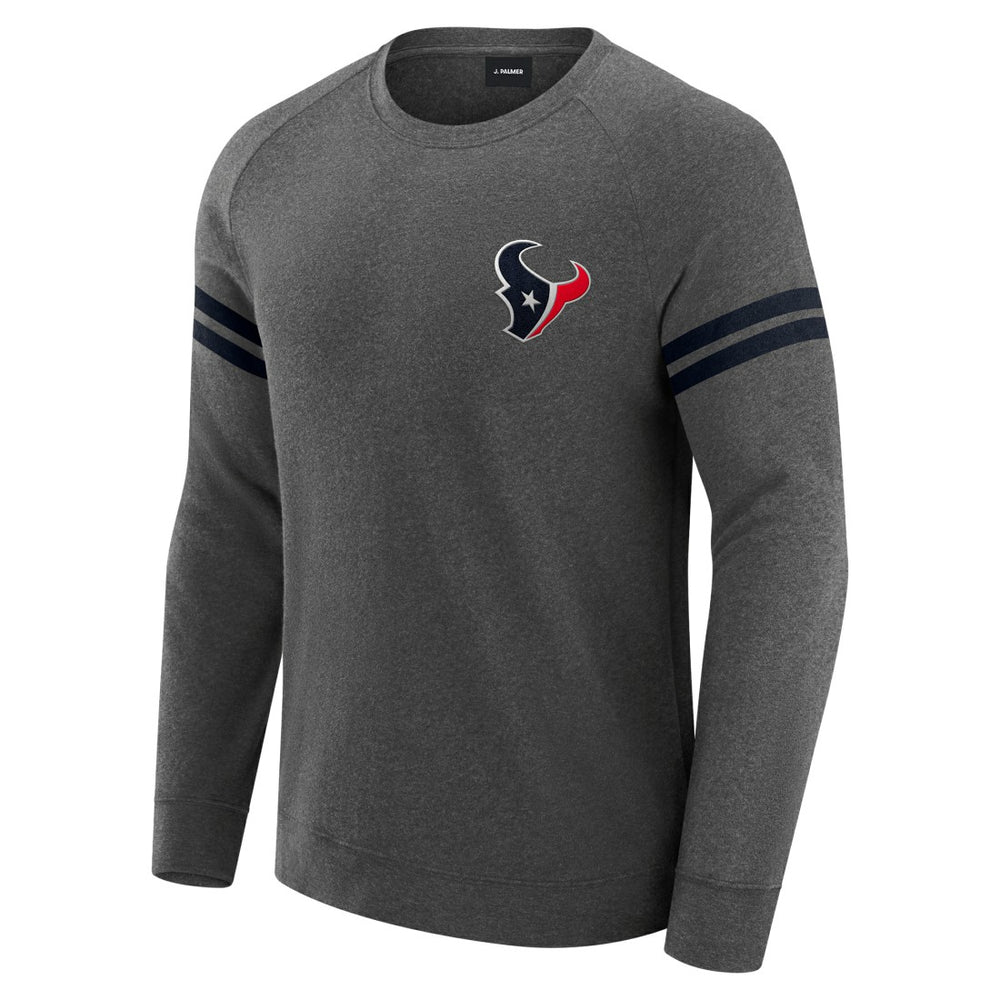 Houston Texans J. Palmer Players Lounge Raglan Tri-Blend Sweatshirt - Dark Heather Gray Sweatshirts