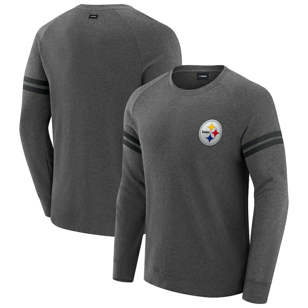 Pittsburgh Steelers J. Palmer Players Lounge Raglan Tri-Blend Sweatshirt - Dark Heather Gray Sweatshirts