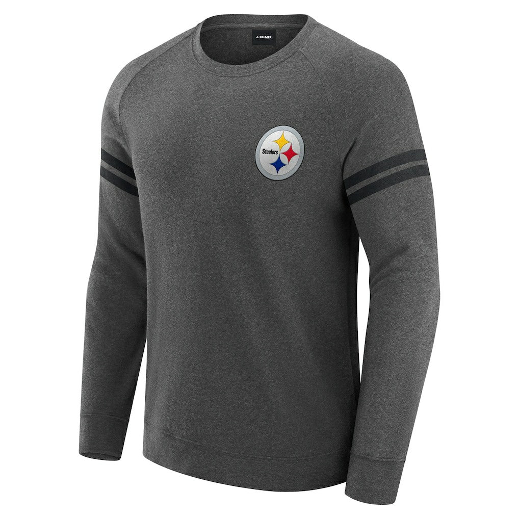 Pittsburgh Steelers J. Palmer Players Lounge Raglan Tri-Blend Sweatshirt - Dark Heather Gray Sweatshirts