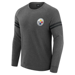 Pittsburgh Steelers J. Palmer Players Lounge Raglan Tri-Blend Sweatshirt - Dark Heather Gray Sweatshirts