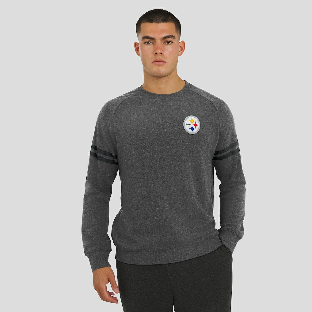 Pittsburgh Steelers J. Palmer Players Lounge Raglan Tri-Blend Sweatshirt - Dark Heather Gray Sweatshirts