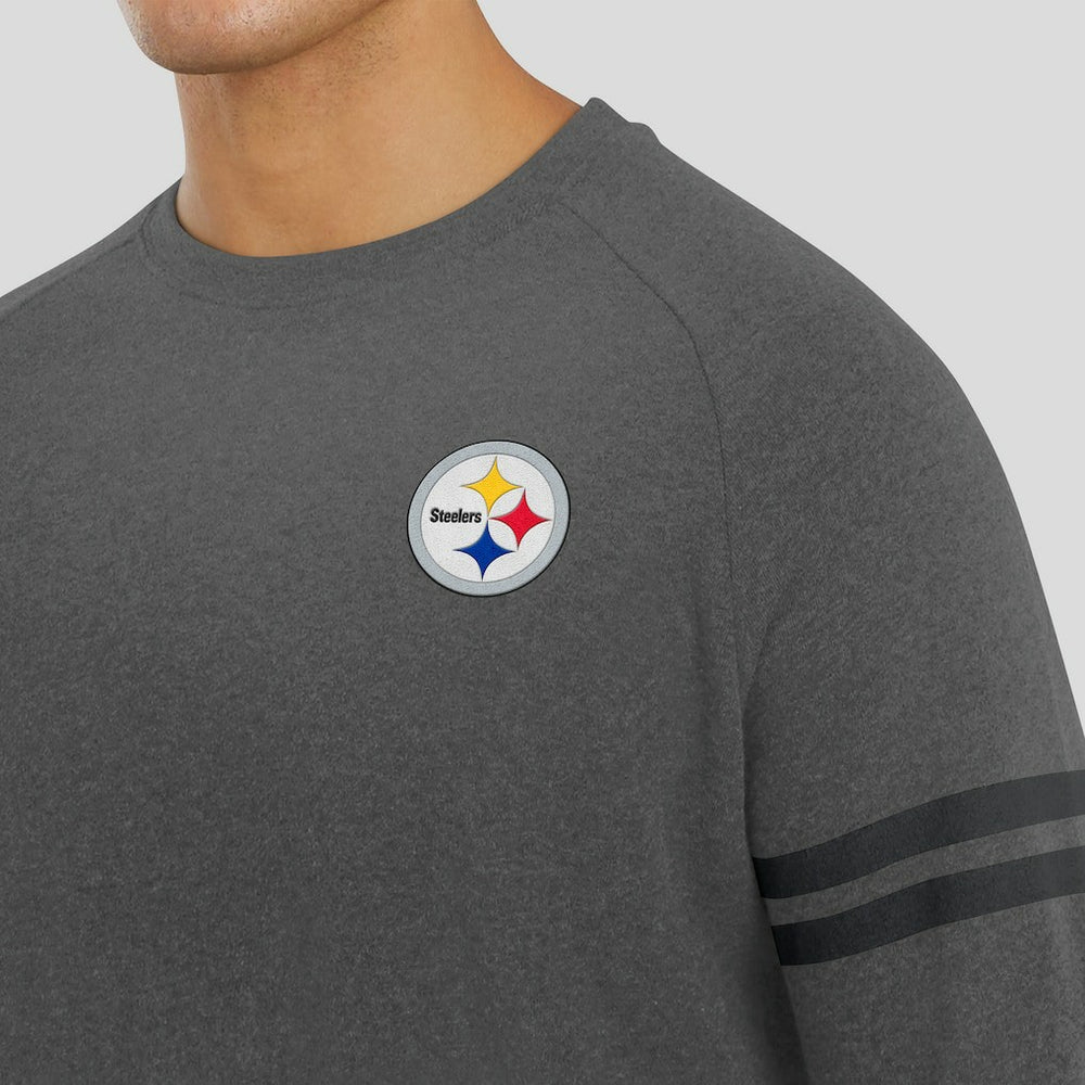Pittsburgh Steelers J. Palmer Players Lounge Raglan Tri-Blend Sweatshirt - Dark Heather Gray Sweatshirts