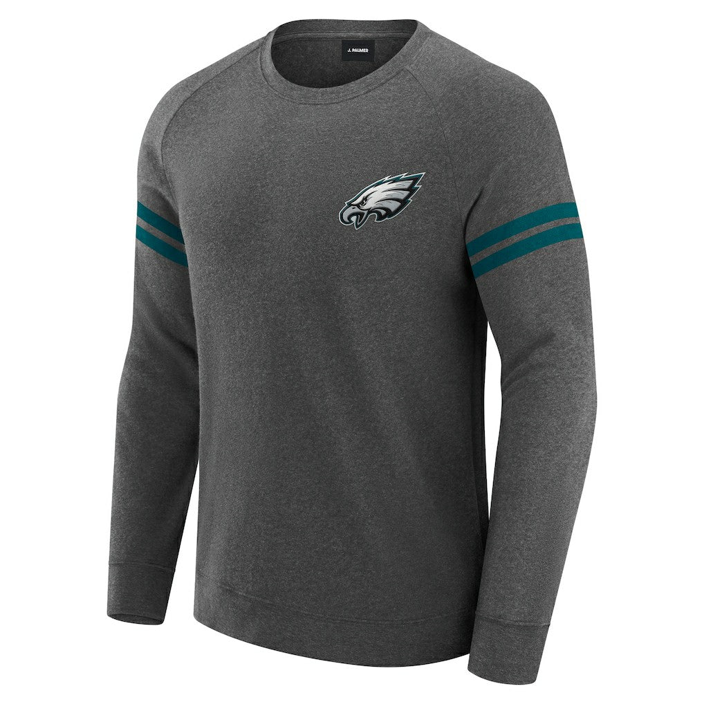 Philadelphia Eagles J. Palmer Players Lounge Raglan Tri-Blend Sweatshirt - Dark Heather Gray Sweatshirts