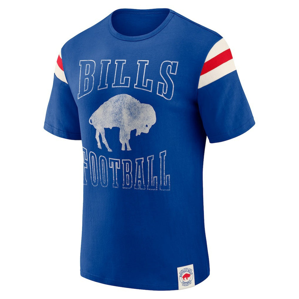 Buffalo Bills Darius Rucker Collection Distressed Throwback Shoulder Stripe T-Shirt - Royal T-shirts