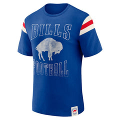 Buffalo Bills Darius Rucker Collection Distressed Throwback Shoulder Stripe T-Shirt - Royal T-shirts