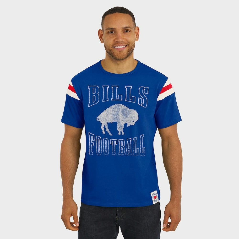 Buffalo Bills Darius Rucker Collection Distressed Throwback Shoulder Stripe T-Shirt - Royal T-shirts