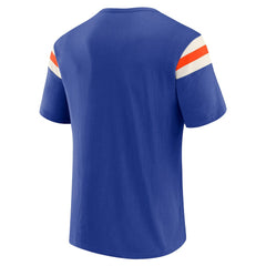 Denver Broncos Darius Rucker Collection Distressed Throwback Shoulder Stripe T-Shirt - Royal T-shirts