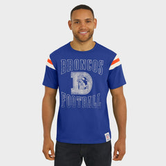 Denver Broncos Darius Rucker Collection Distressed Throwback Shoulder Stripe T-Shirt - Royal T-shirts