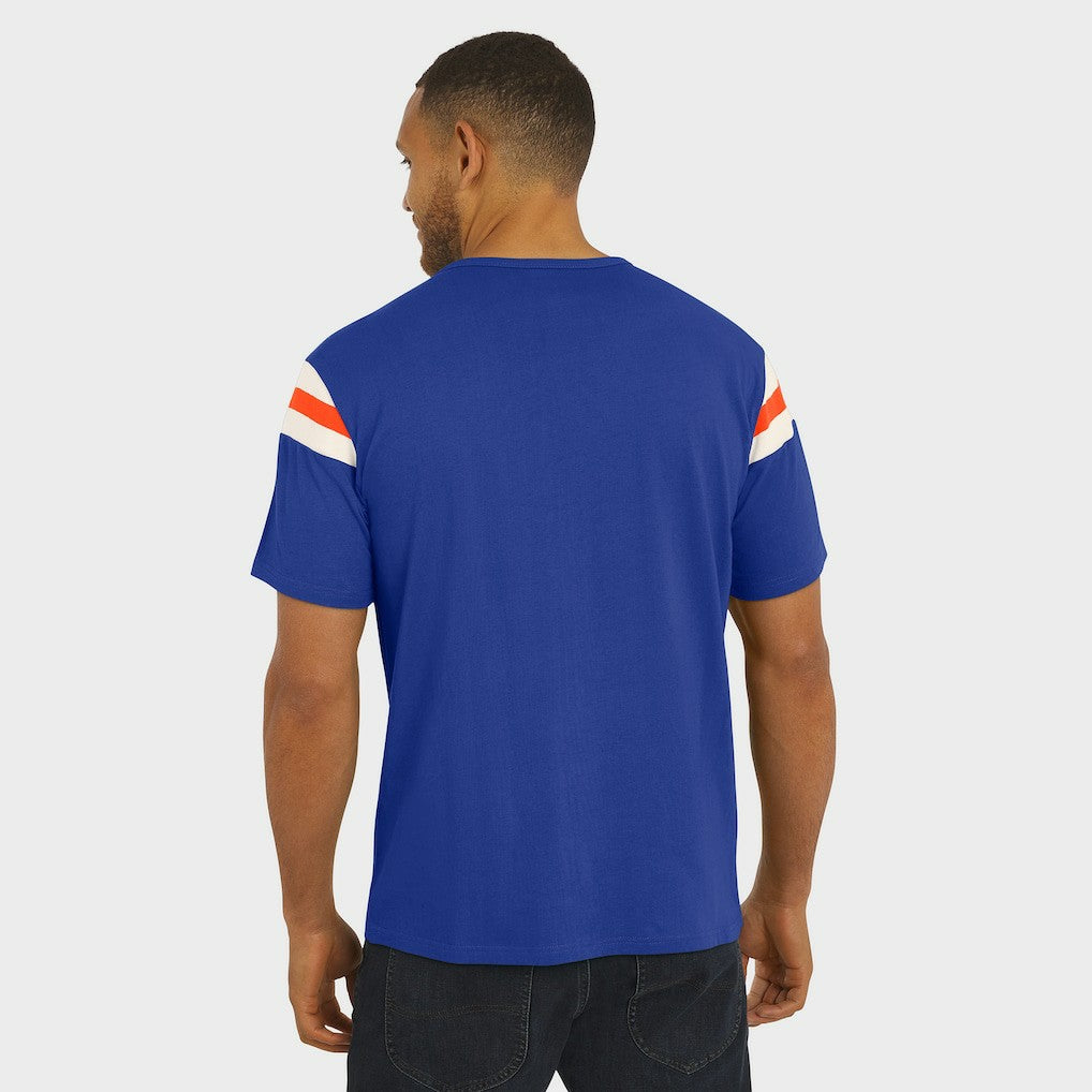 Denver Broncos Darius Rucker Collection Distressed Throwback Shoulder Stripe T-Shirt - Royal T-shirts